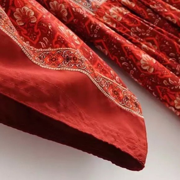 Boho Floral Print Tunic Mini Dress - Picture 7 of 12